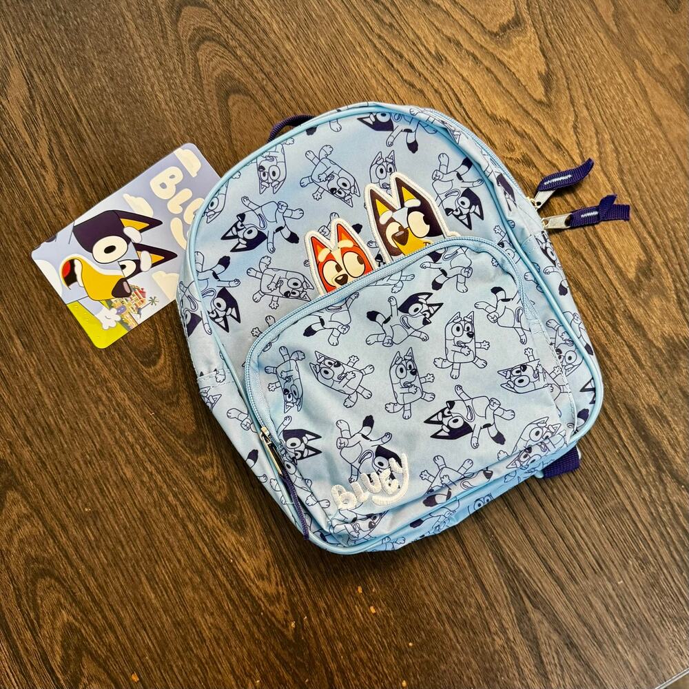NWT Bluey Mini Backpack Light Blue Character Print Preschool Bag